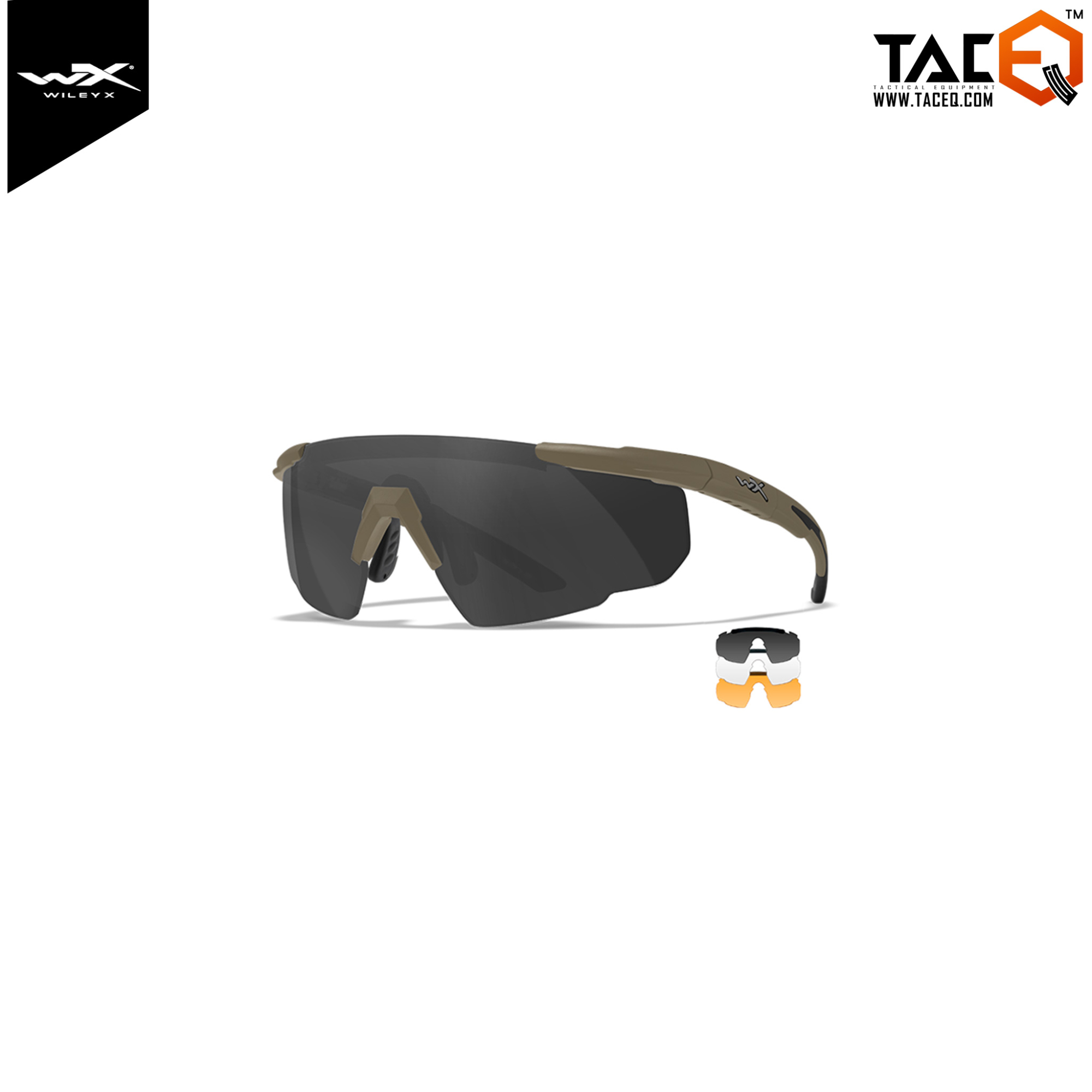 Wiley X SABER Advanced Grey/Clear/Rust Tan Frame Protective Glasses